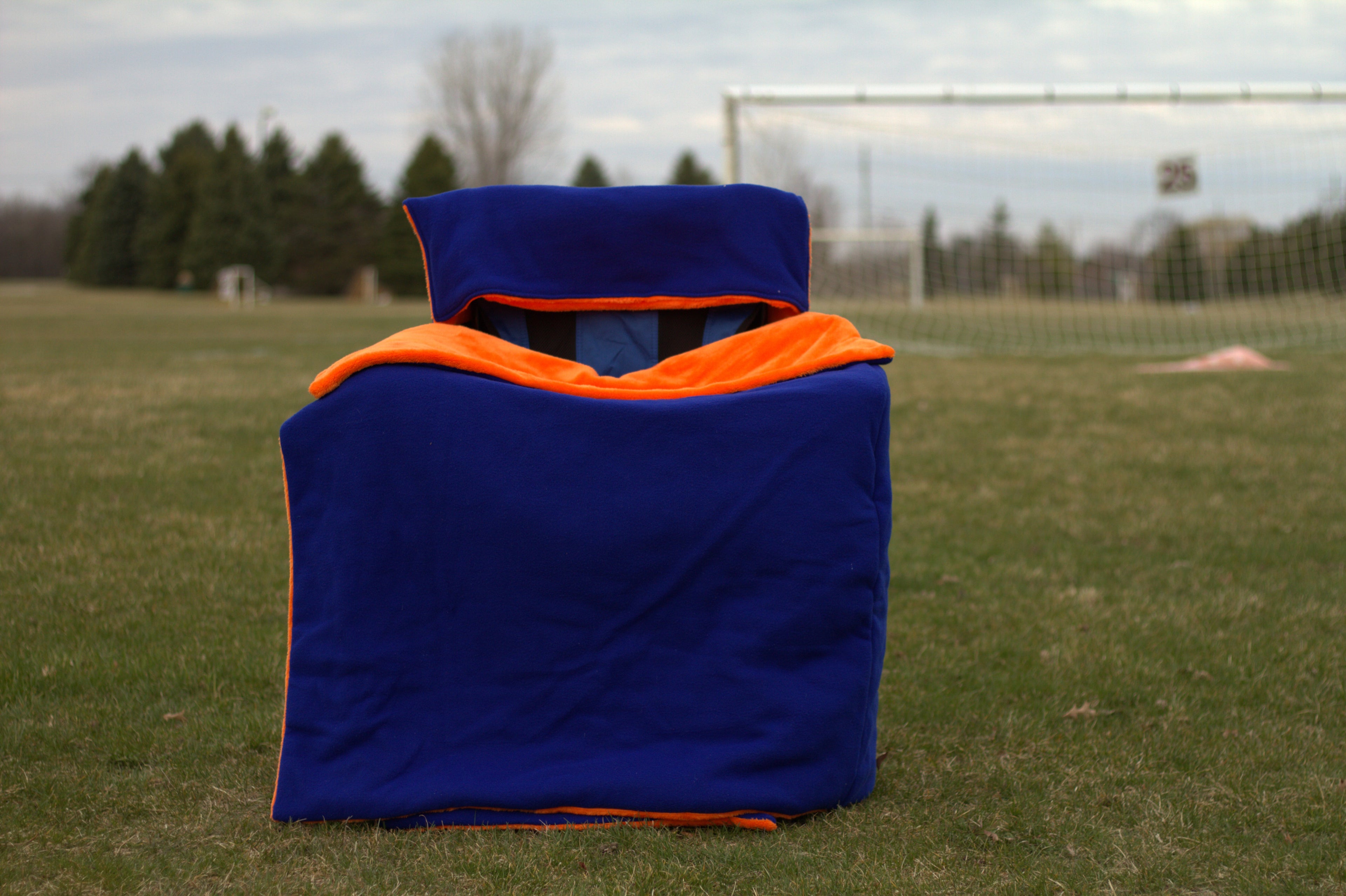 Orange Faux Fur with Blue Polar Fleece