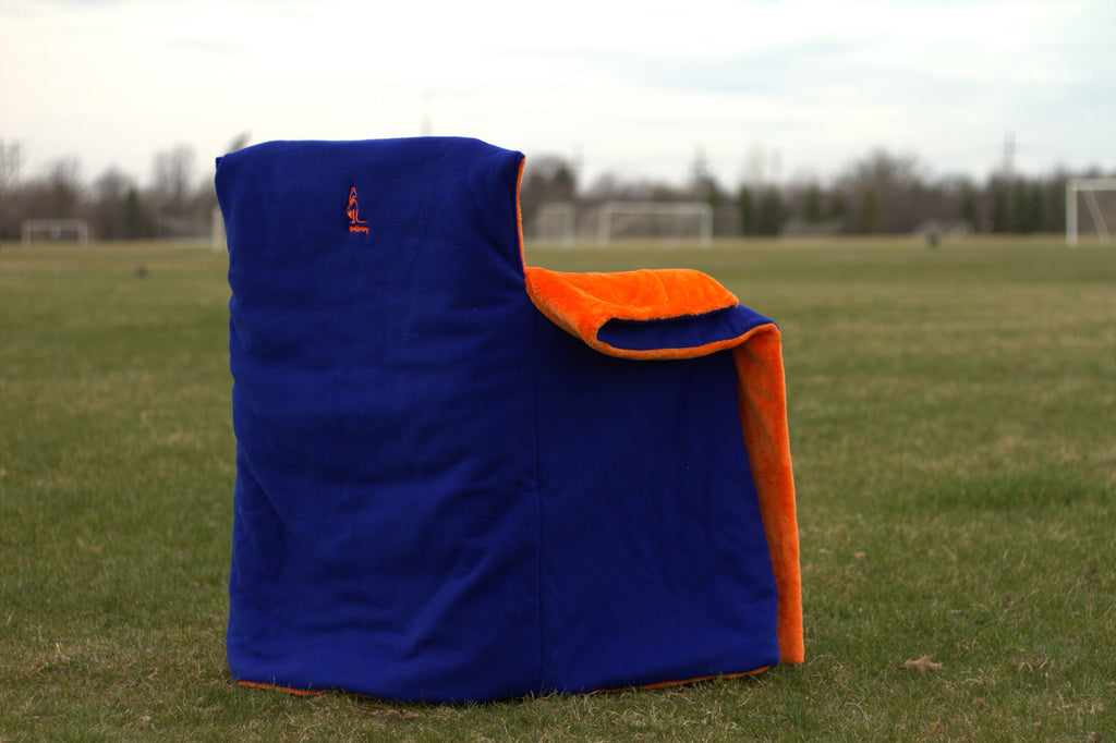 Orange Faux Fur with Blue Polar Fleece