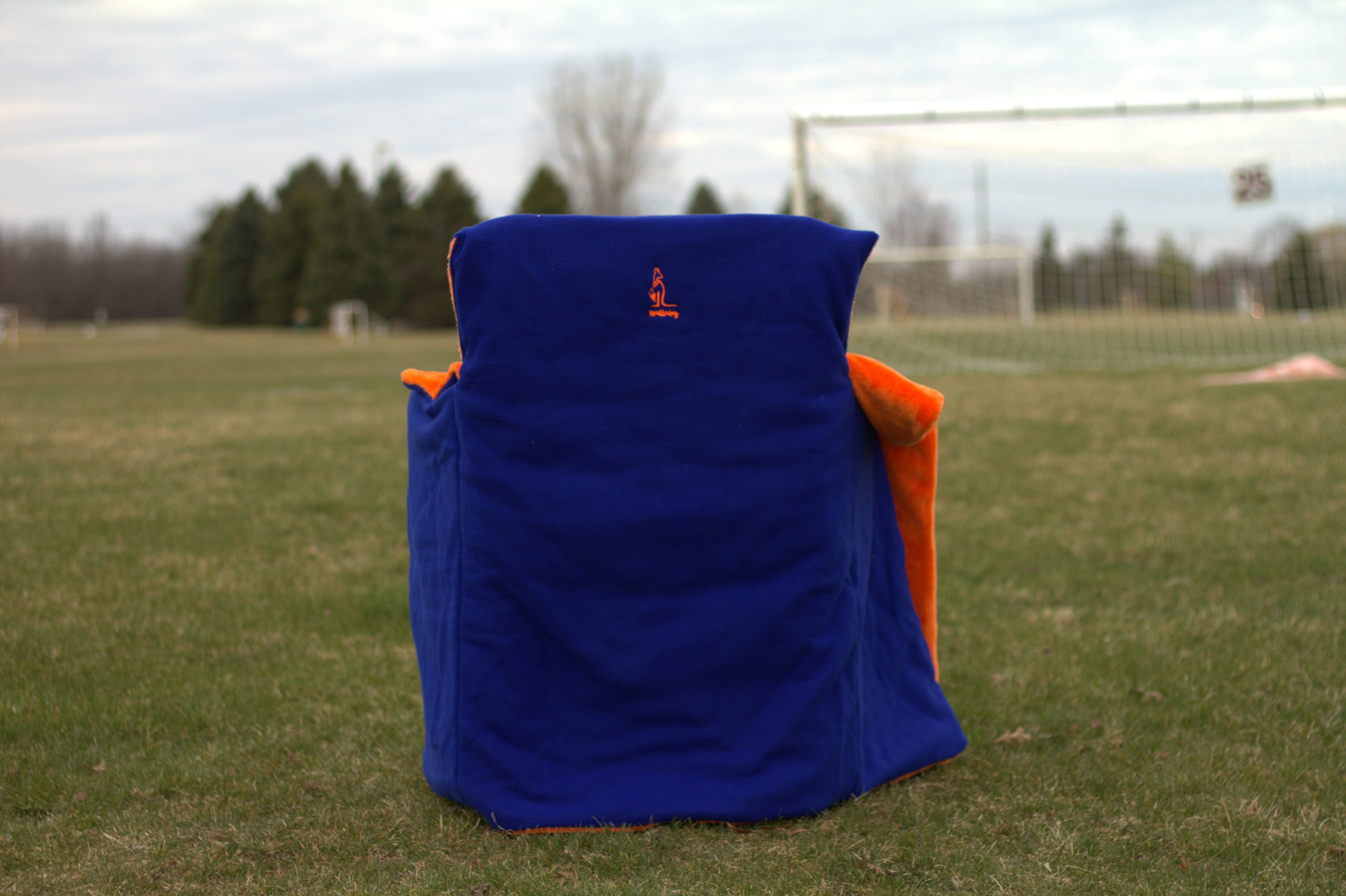 Orange Faux Fur with Blue Polar Fleece