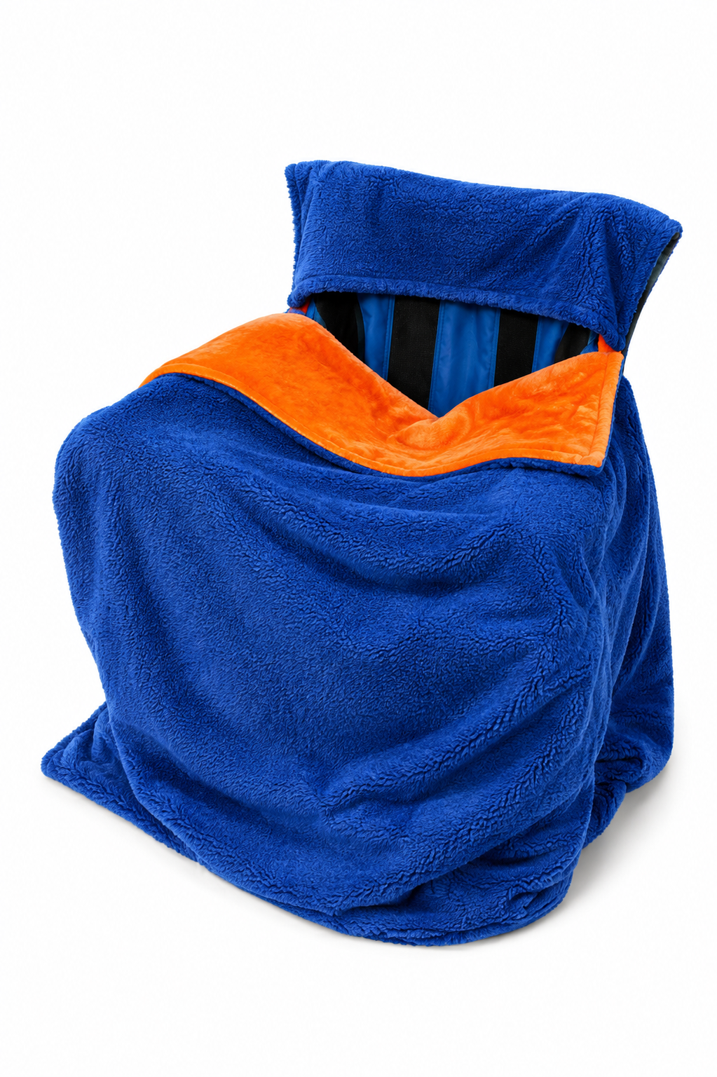 Navy Faux Fur with Orange Faux Fur