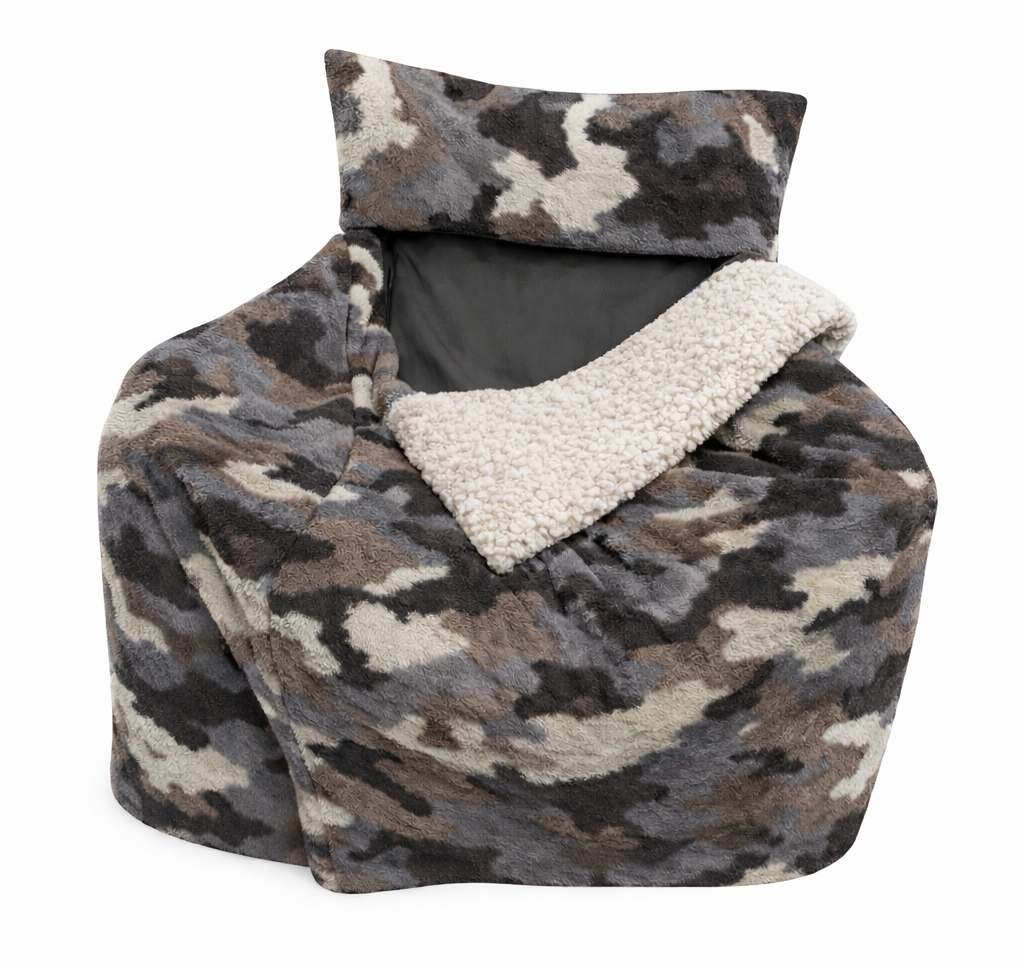 Camo Faux Fur with White Sherpa