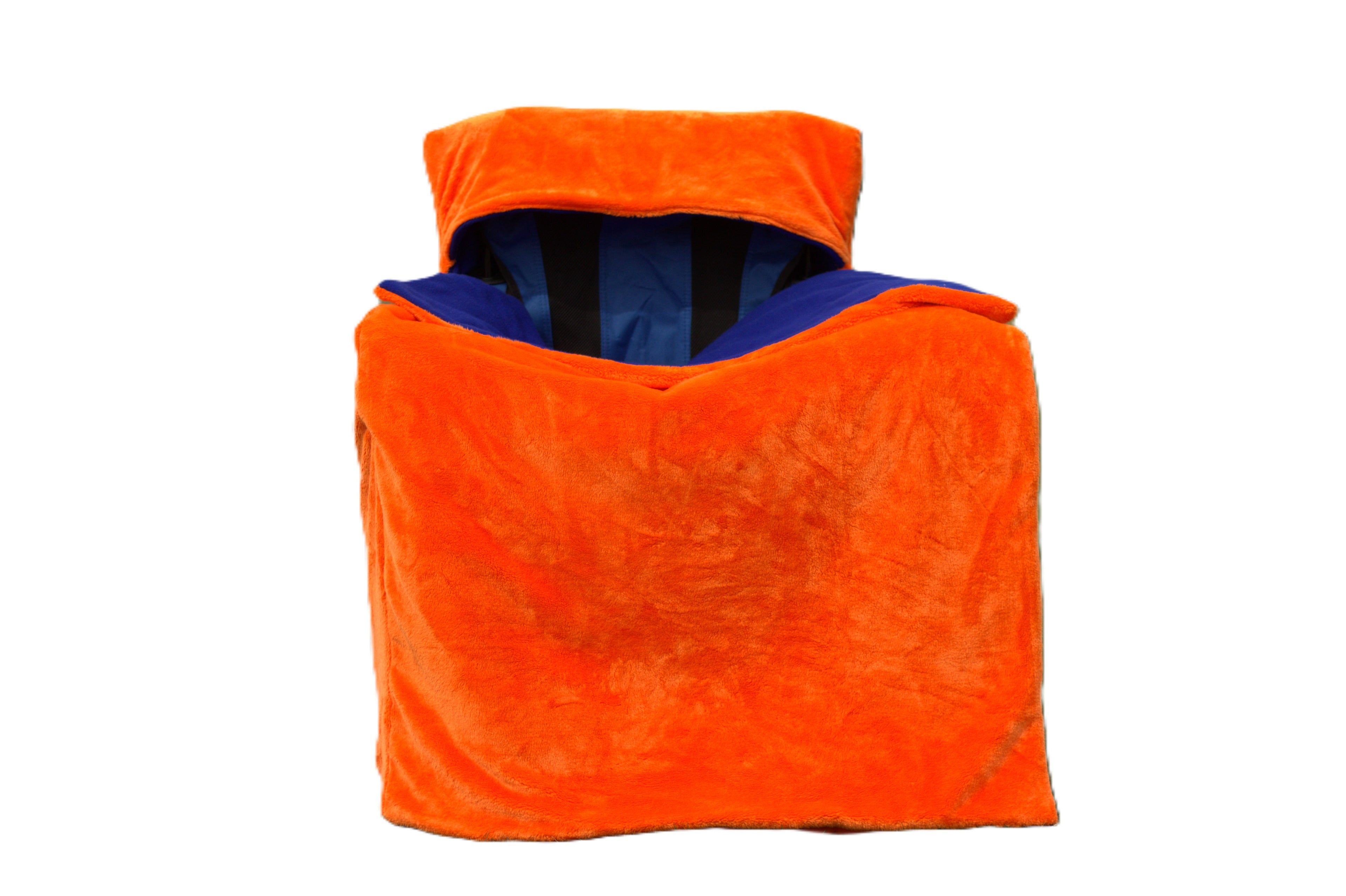 Orange Faux Fur with Blue Polar Fleece