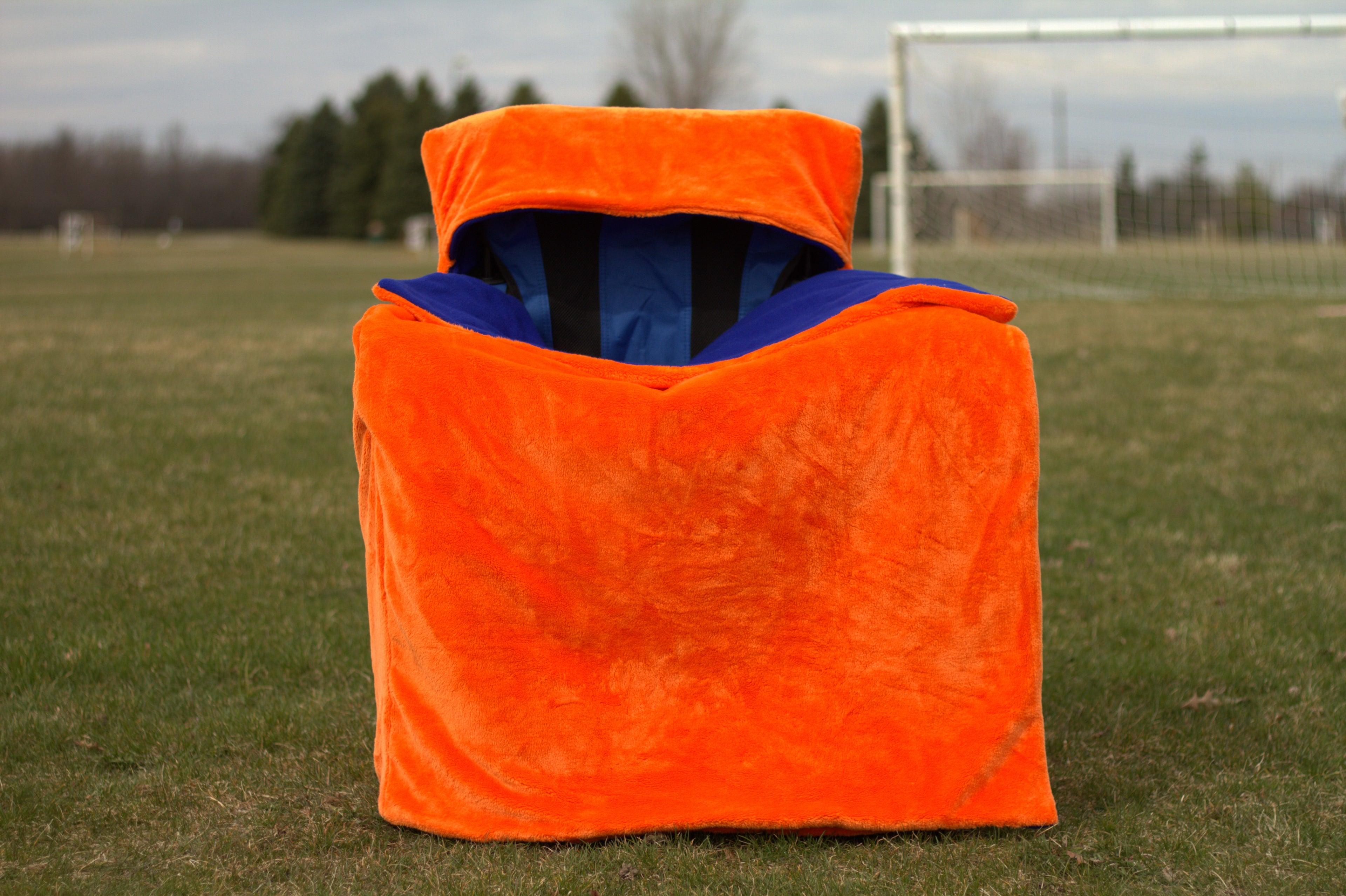 Orange Faux Fur with Blue Polar Fleece