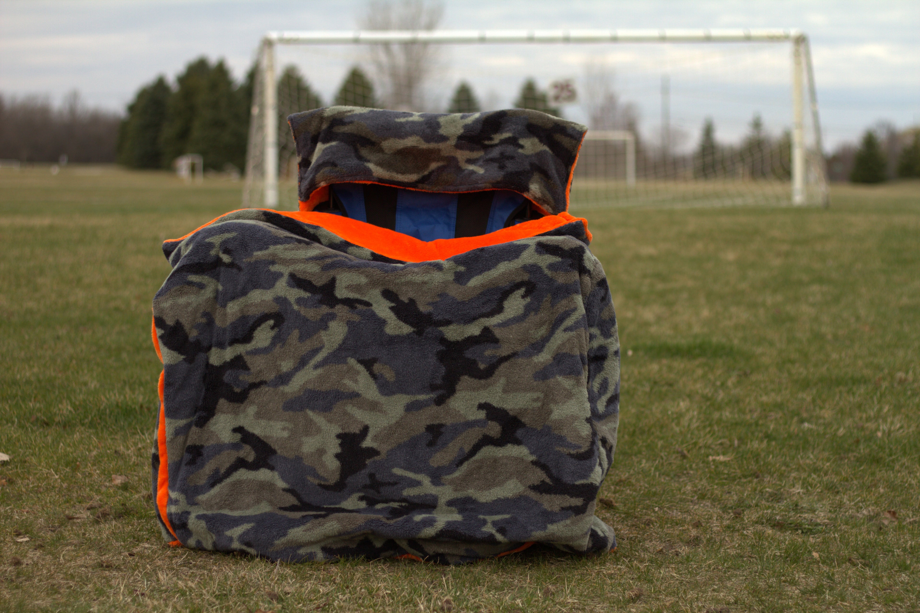 Orange Faux Fur with Camo Faux Fur