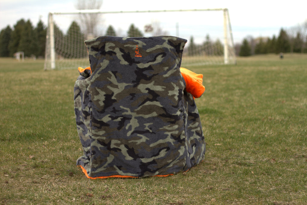 Orange Faux Fur with Camo Faux Fur