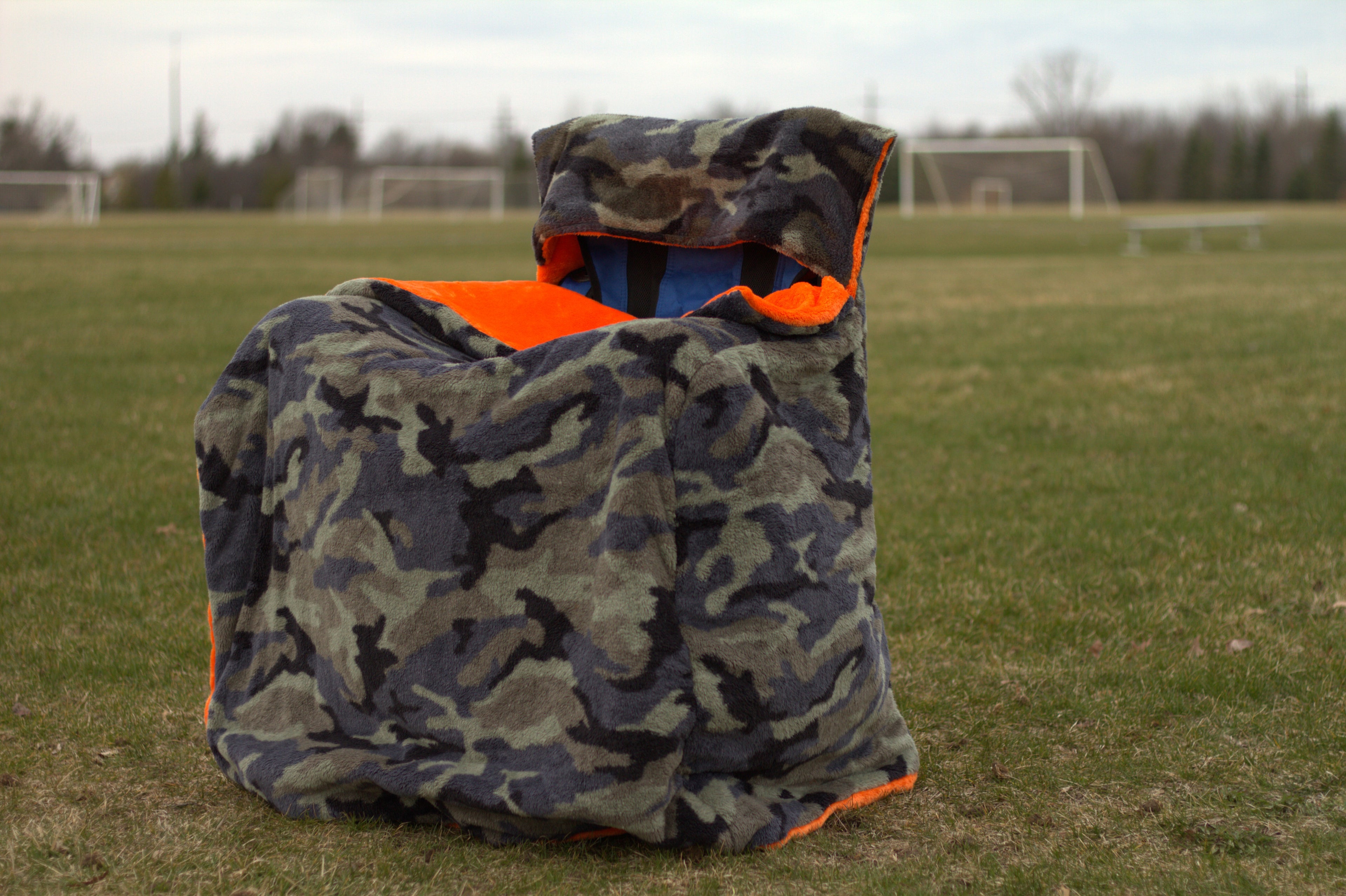 Orange Faux Fur with Camo Faux Fur