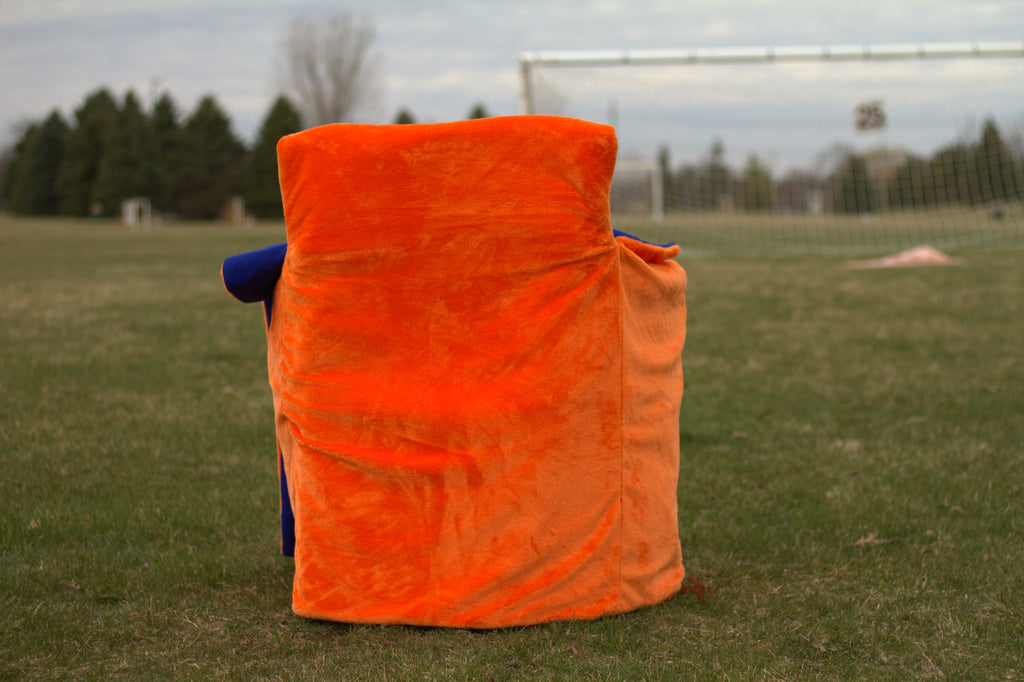 Orange Faux Fur with Blue Polar Fleece