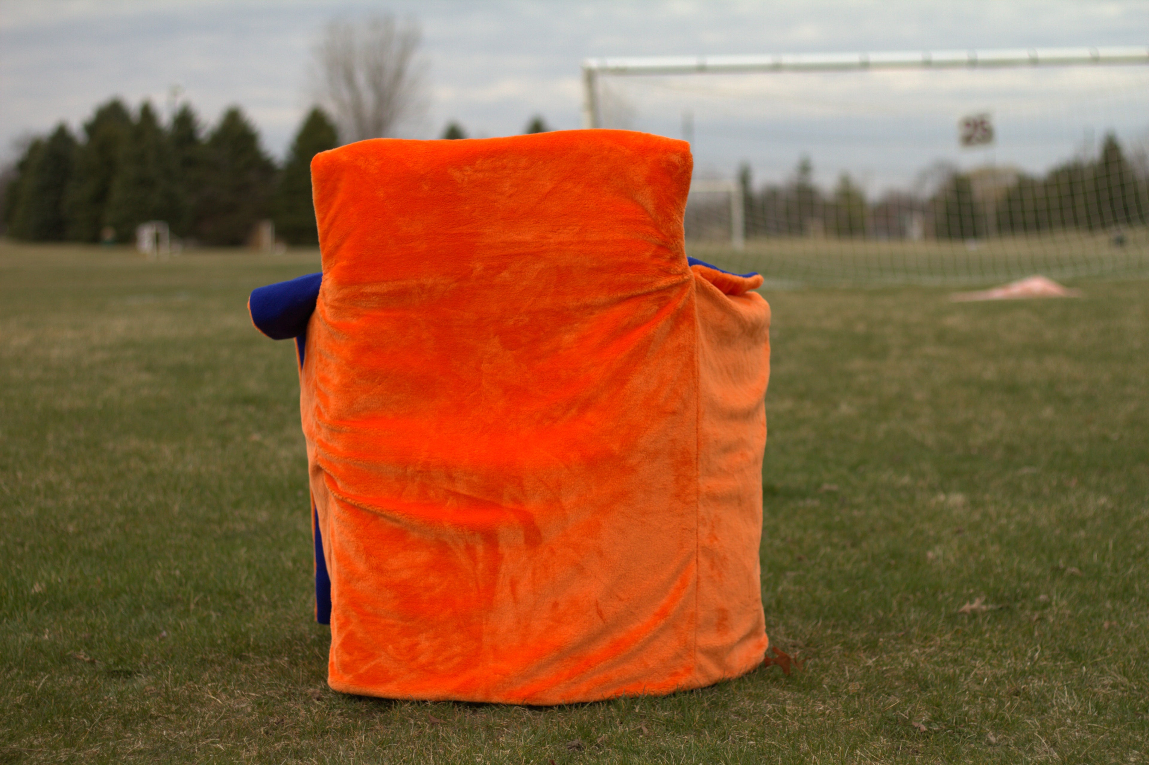 Orange Faux Fur with Blue Polar Fleece