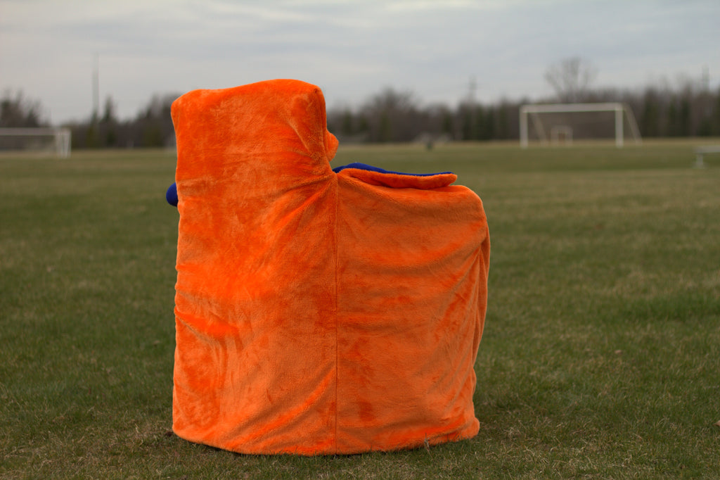 Orange Faux Fur with Blue Polar Fleece