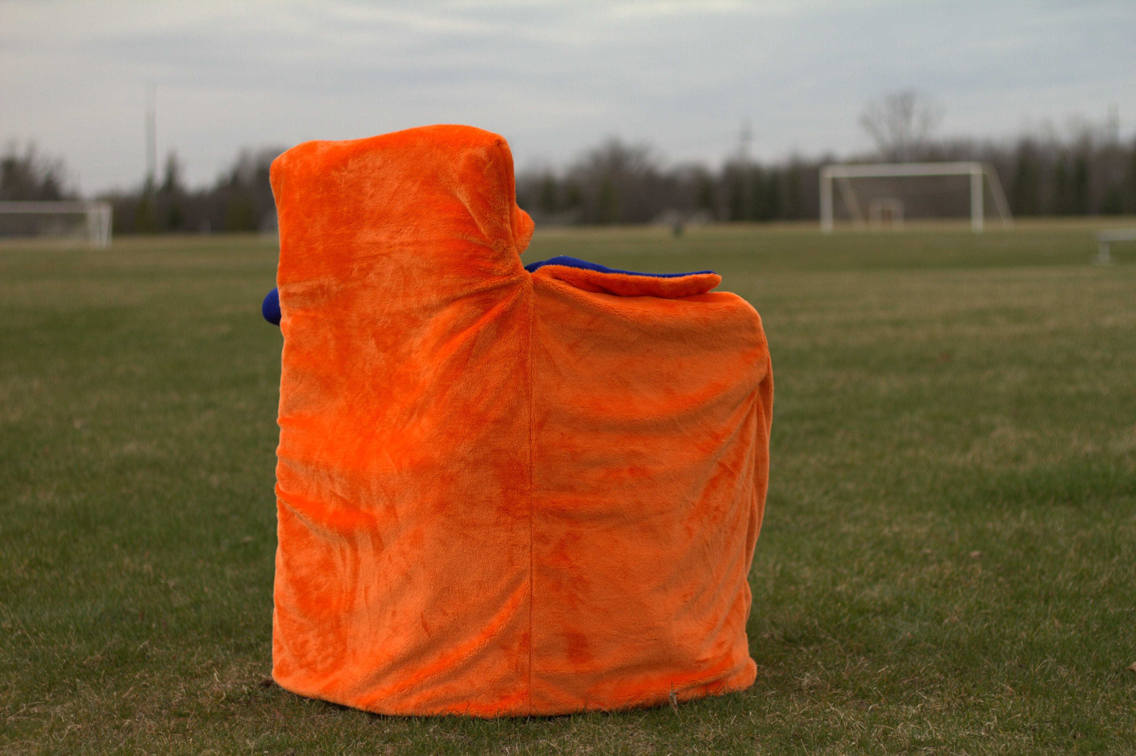 Orange Faux Fur with Blue Polar Fleece